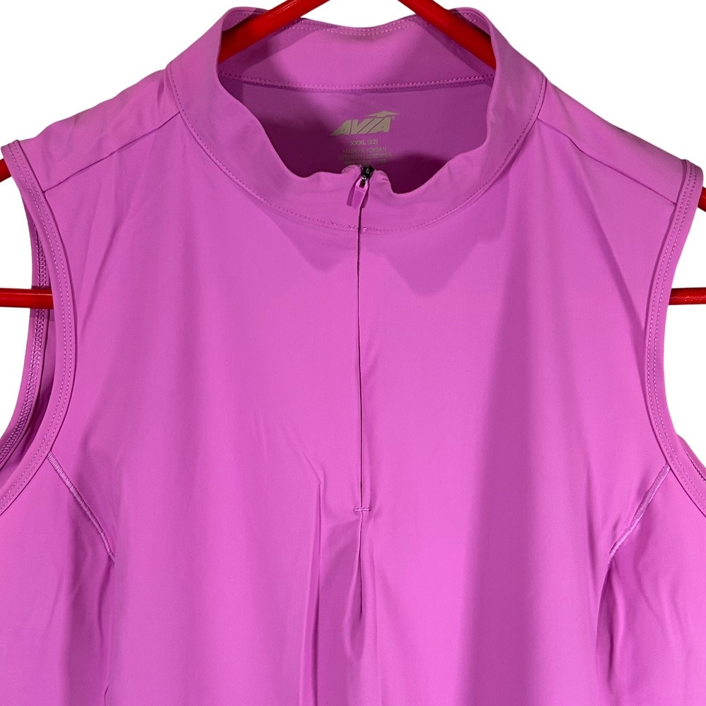Avia Womens 3XL Tricot Tank Top‎ Quarter Zip Fleur Pink Sleeveless New